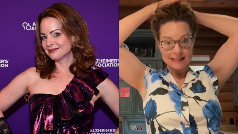 Kimberly Williams-Paisley with and without makeup, side by side photos