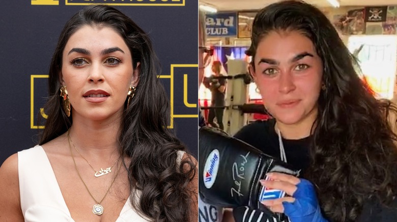 Natacha Karam with and without makeup, side by side photos
