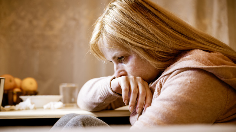 Sad blonde woman 