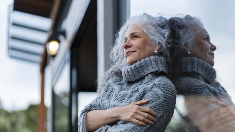 Woman with gray hair