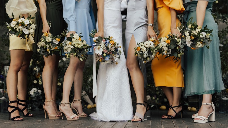 mismatched bridesmaids and bride