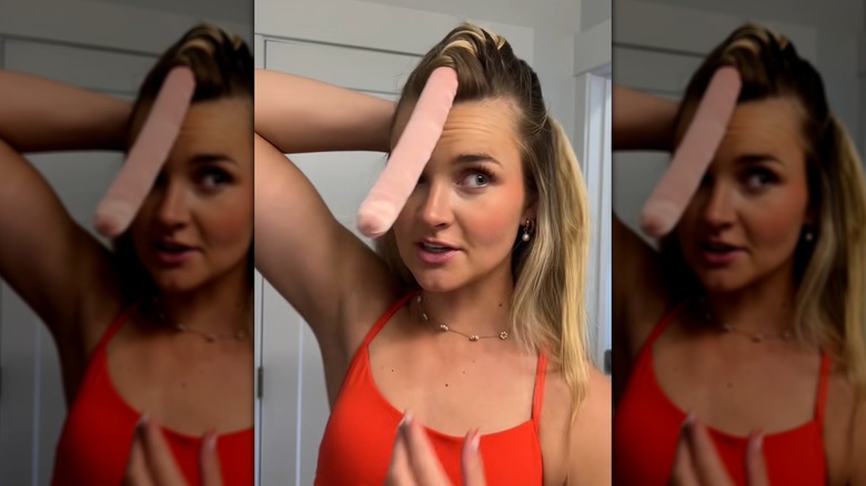 A woman doing the unicorn tutorial on YouTube