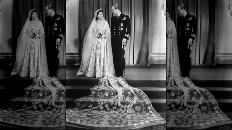 Queen Elizabeth II and Prince Philip on their wedding day