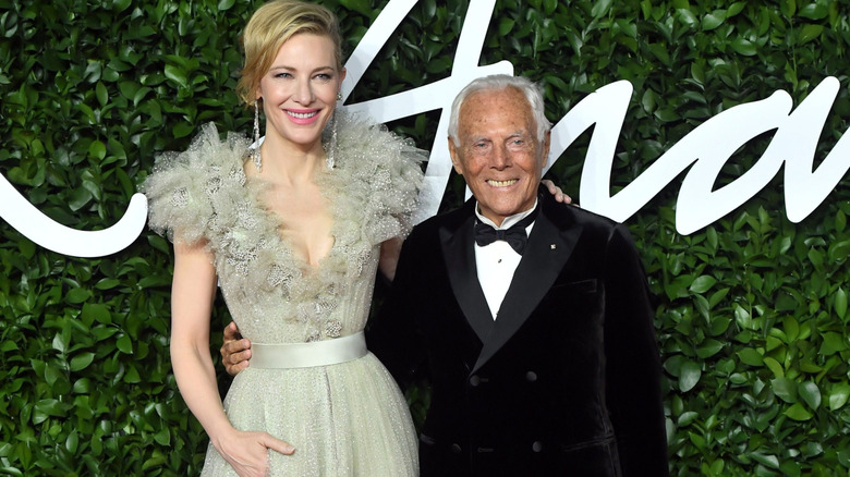 Cate Blanchett and Giorgio Armani at an event