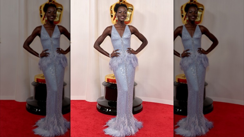 Lupita Nyong'o in a blue dress by Armani at the 2024 Oscars