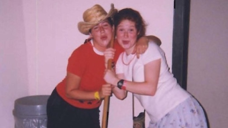 Ellie Kemper in a throwback photo with a friend