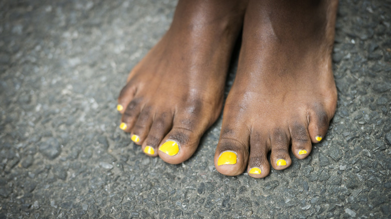 Yellow pedicure
