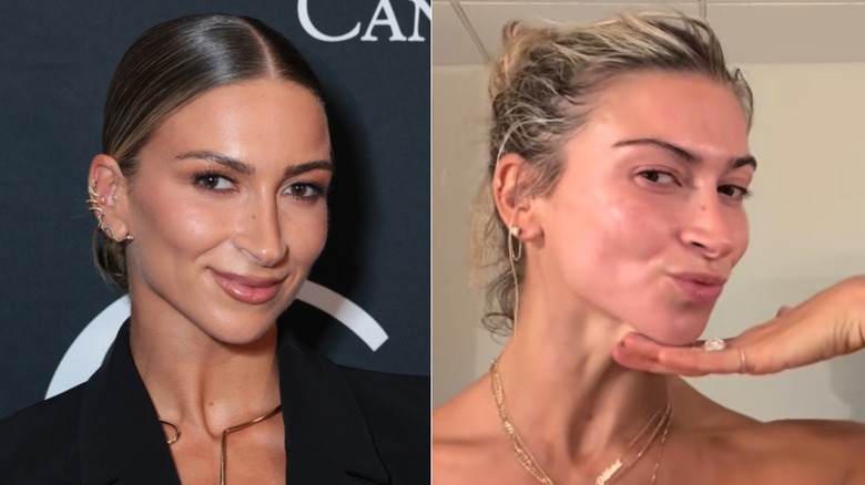 Left: Daniella Karagach with makeup; Right: Daniella Karagach without makeup