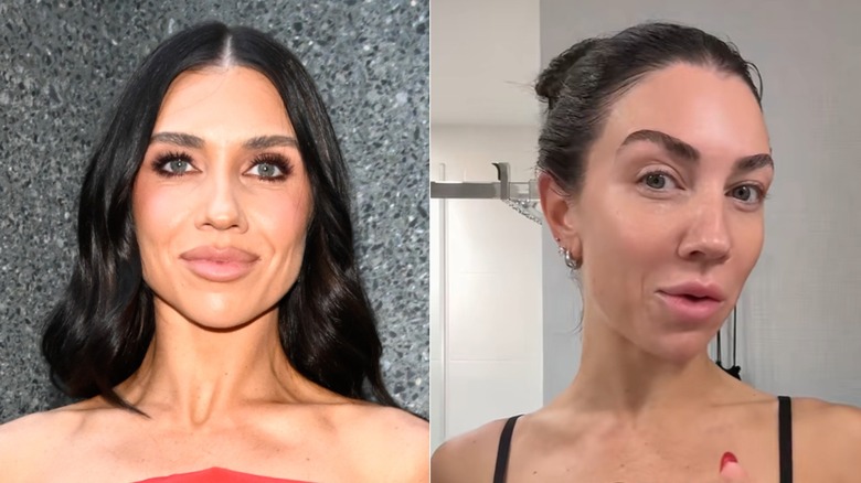 Left: Jenna Johnson Chmerkovskiy with makeup; Right: Jenna Johnson Chmerkovskiy without makeup