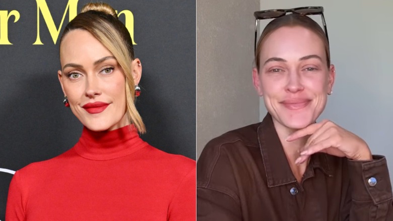 Left: Peta Murgatroyd with makeup; Right: Peta Murgatroyd without makeup