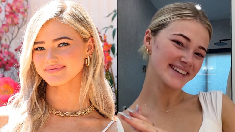 Left: Rylee Arnold with makeup; Right: Rylee Arnold without makeup