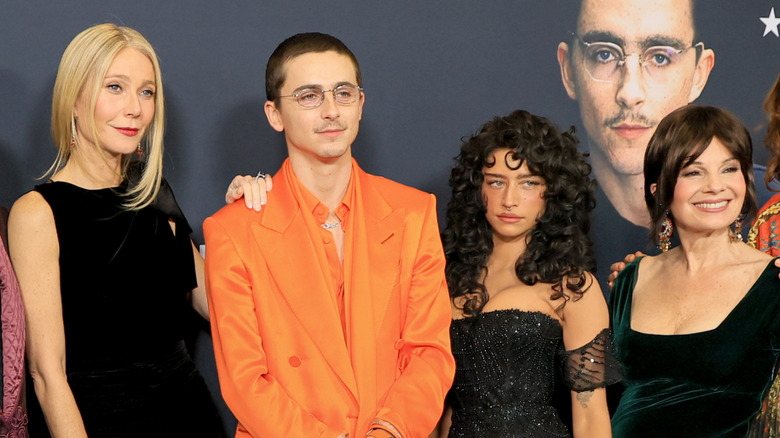 timothee chalamet, gwyneth paltrow, odessa a'zion, and fran drescher marty supreme premiere december 2025