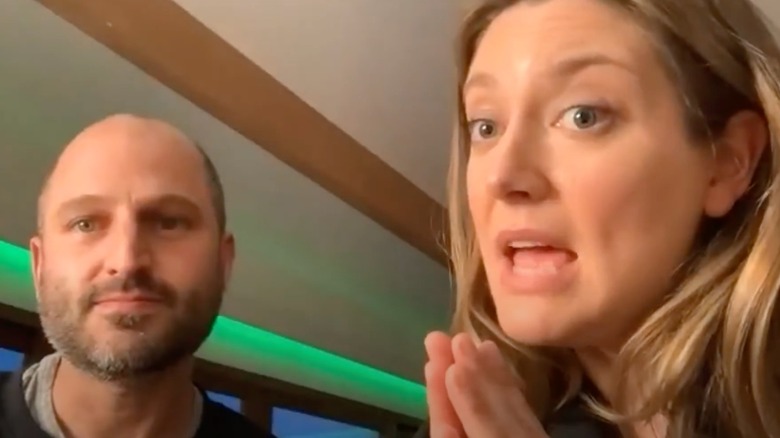 Zoe Perry and husband Gab Taraboulsy on a Zoom call for Field Team 6