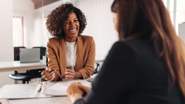 Woman conducting job interview