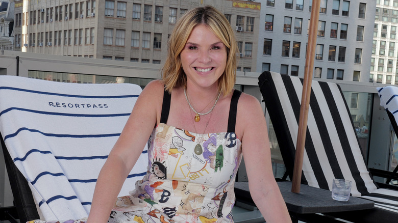 Jenna Bush Hager on a pool chair at an event in New York