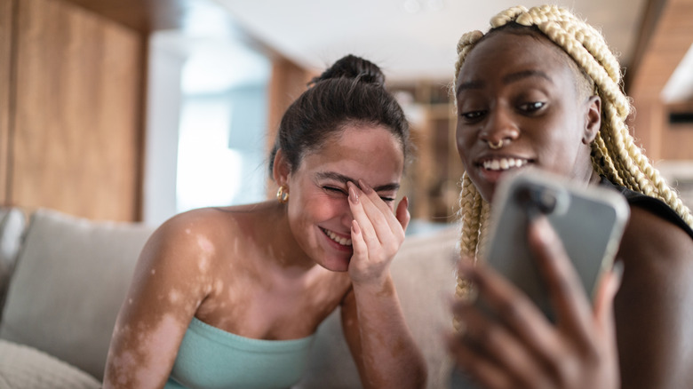 Friends on cell phone