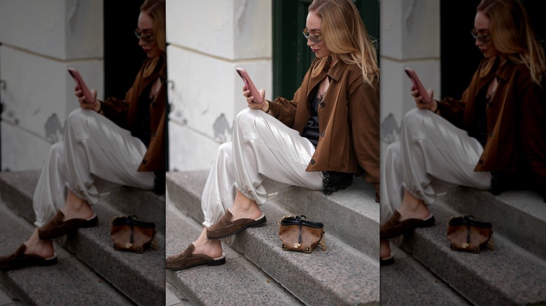 Sonia Lyson wearing silk pants at Copenhagen Fashion Week August 2025