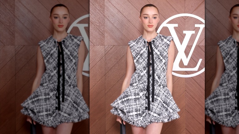 Phoebe Dynevor wears Louis Vuitton plaid in Paris