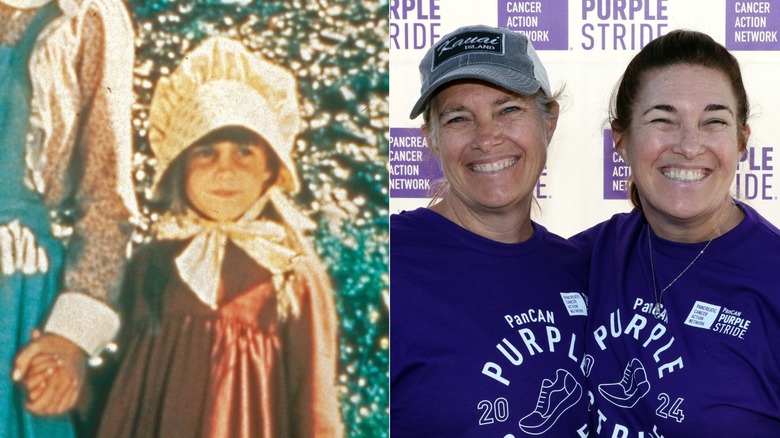 Side-by-side photos of Carrie Ingalls in a still shot from "Little House on the Prairie" and Rachel and Sidney Greenbush posing