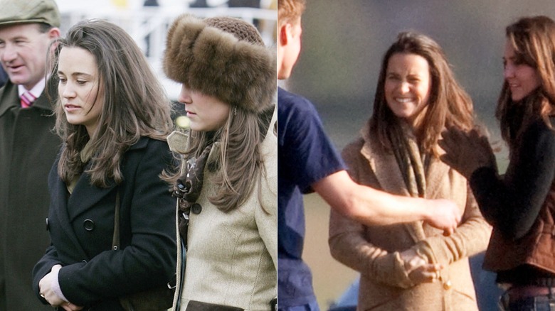 Side by side photos of Pippa Middleton with Kate Middleton in 2006
