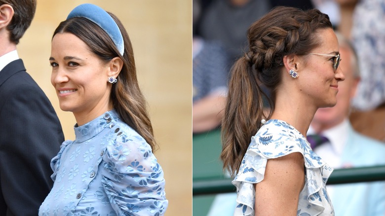 Pippa Middleton's hair in 2019, side by side photos