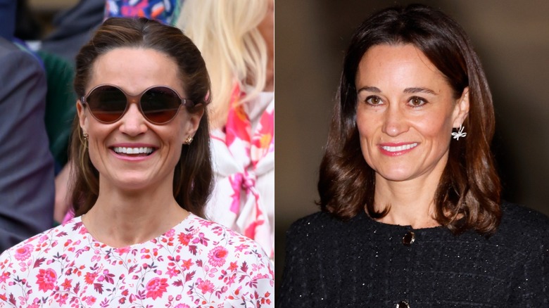 Pippa Middleton's hair in 2024, side by side photos