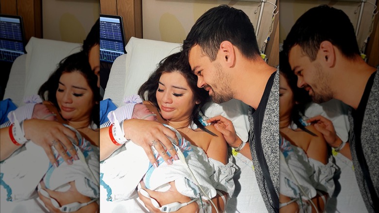 Kirstin Maldonado and Ben Hausdorff with their newborn daughter