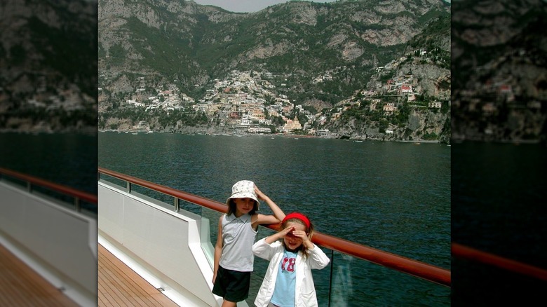 Eve Jobs and her sister on her late father's yacht vacationing in Italy