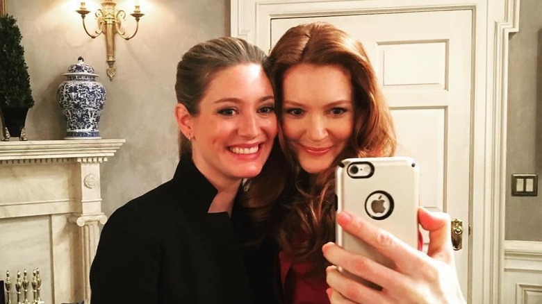 Zoe Perry taking a selfie with Darby Stanchfield on "Scandal"