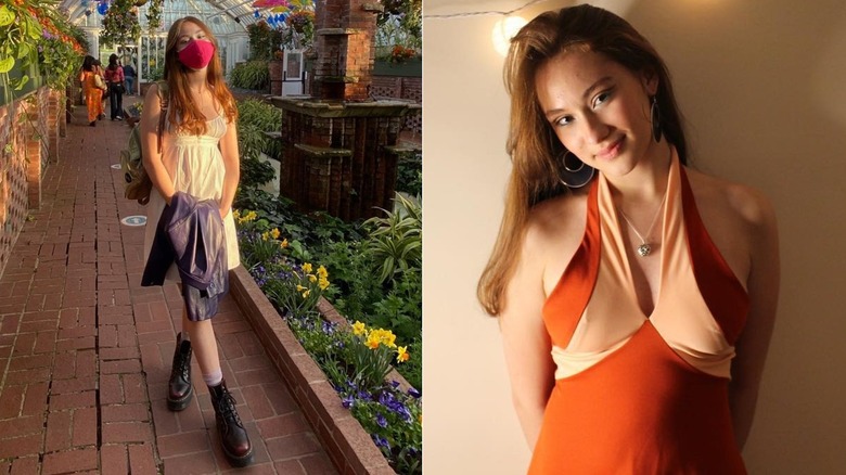 Lola Tung's outfits in 2021, side by side photos