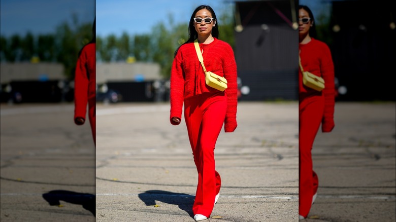 A woman in red 