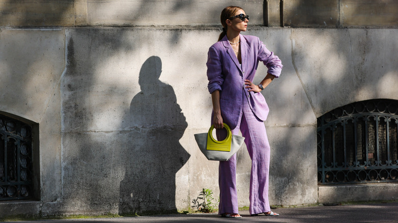 Lilac linen suit