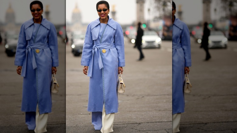 Blue trench coat
