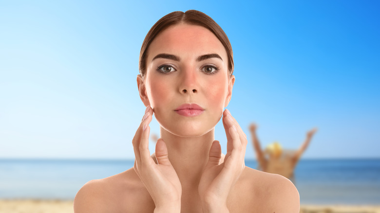 woman with sunburn