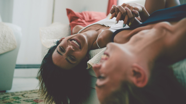 Happy couple in bed