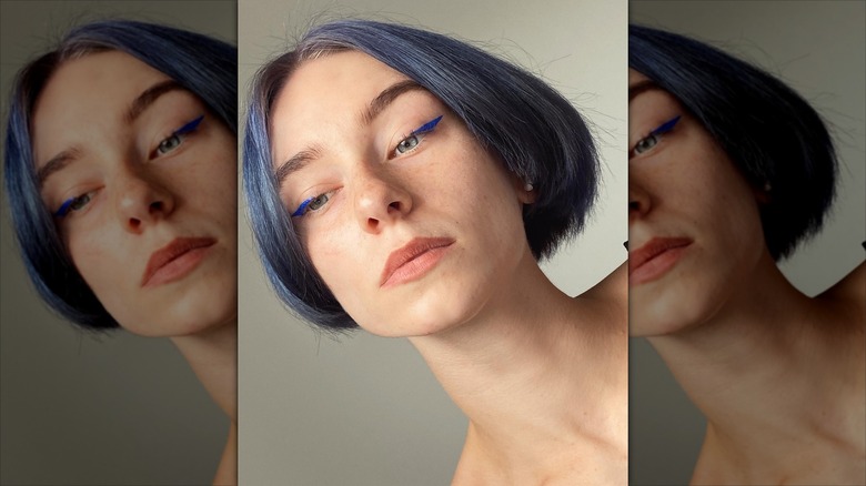 A woman with a blunt bob haircut