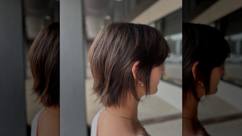 A woman with a longer pixie cut