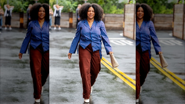 Woman walking outside 