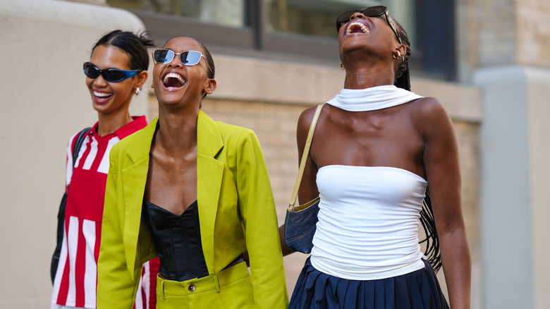 Three women walking together 