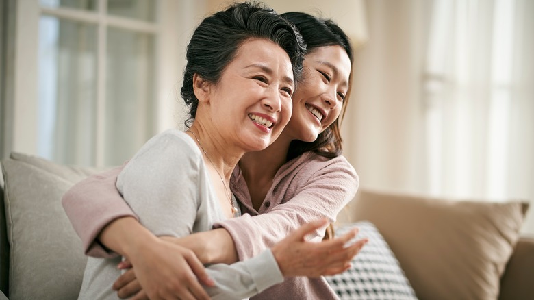 Two women hugging