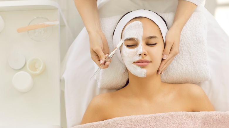 Woman getting a facial