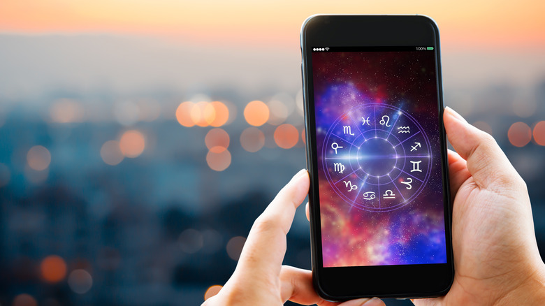 Star sign symbols on a phone