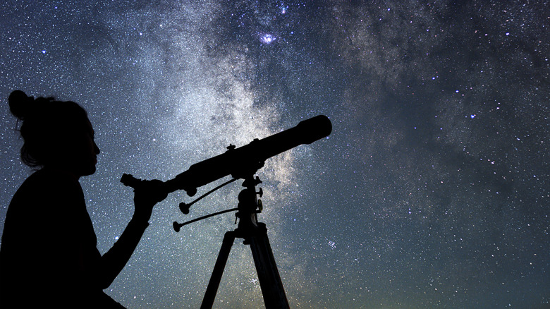 Woman stargazing