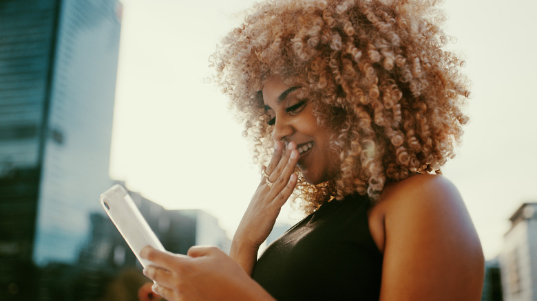 Woman looking at phone