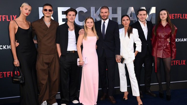 The Beckham family posing on the red carpet