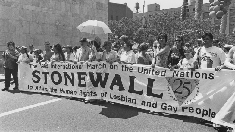Stonewall protests black and white photo