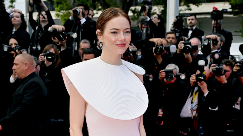 Emma Stone in a white dress