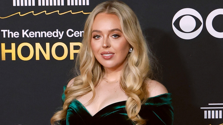 Tiffany Trump on the red carpet in a green velvet dress