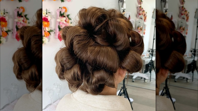 Woman with pin curls