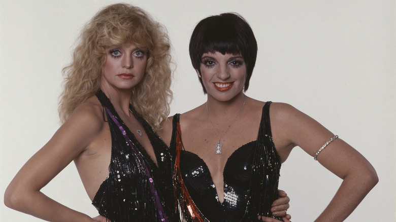 Goldie Hawn and Liza Minelli posing together in 1980